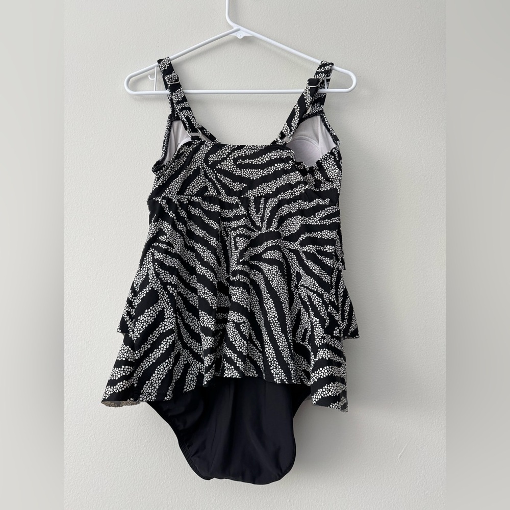 Swim Plus Zebra Print Tankini High-waist Swimsuits Set, Size 14 - Picture 7 of 10